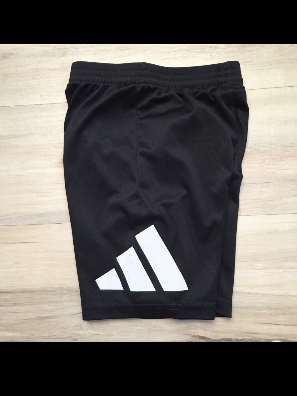 🩷ADIDAS Black Athletic Shorts with White Trefoil-Inspired Logo Boys Size 7